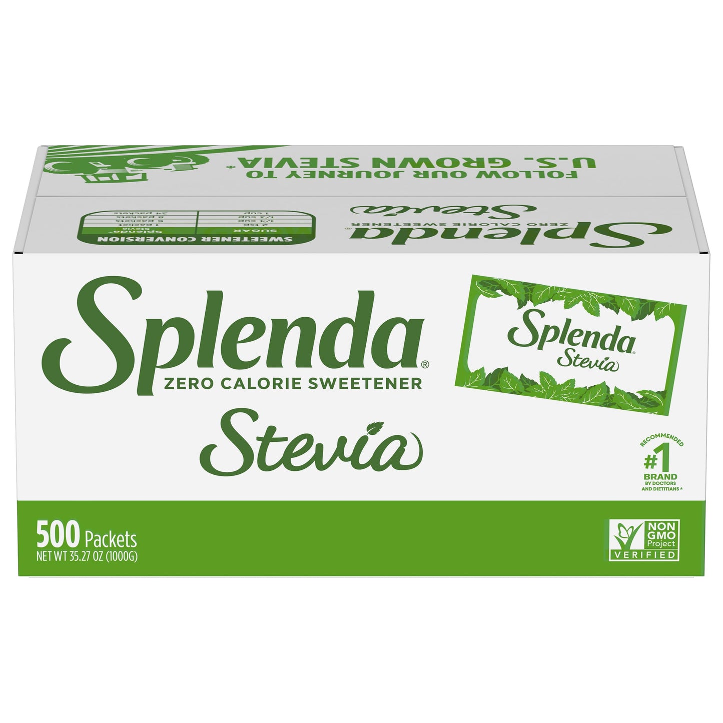 Splenda Stevia Zero Calorie Sweetener, Plant Based Sugar Substitute Granulated Powder, Single Serve Packets, 500 Count (Pack Of