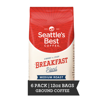 Seattles Best Coffee Breakfast Blend Medium Roast Ground Coffee | 12 Ounce (Pack of 6)