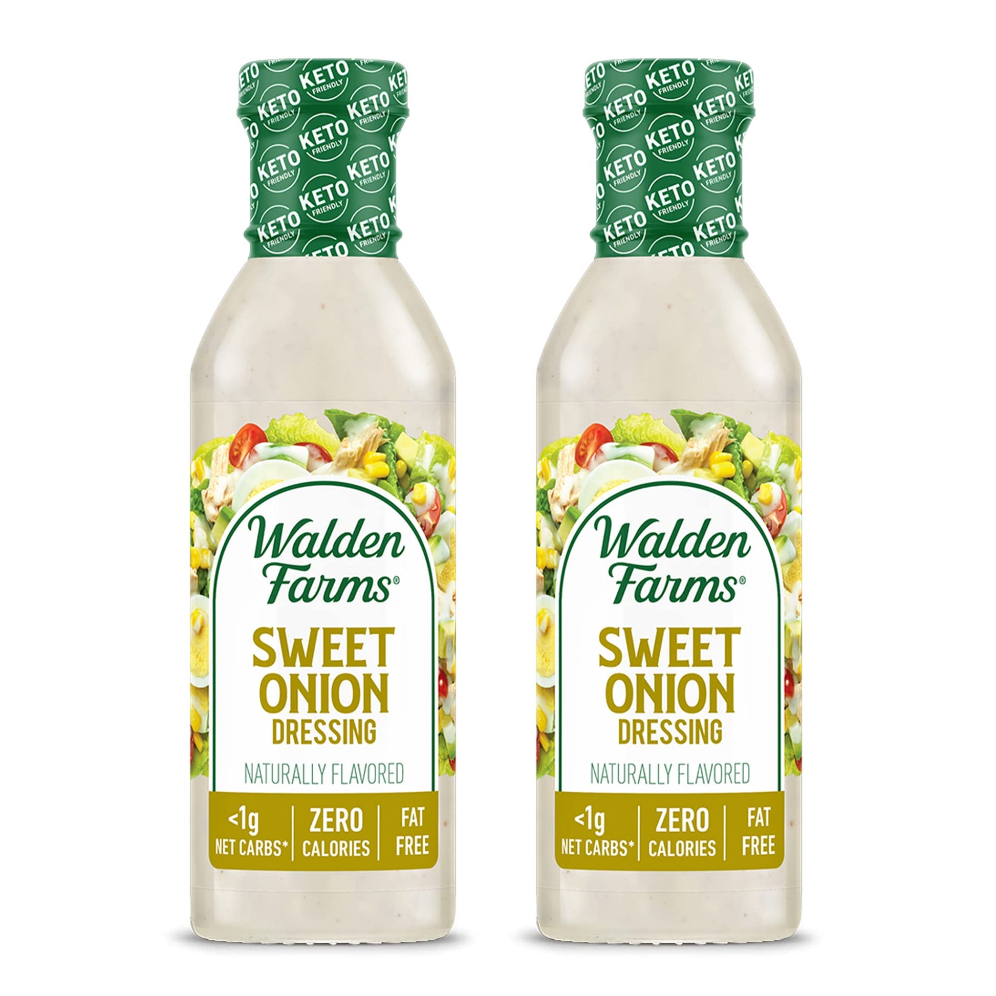 Walden Farms Sweet Onion Dressing - Calorie-Free, Gluten-Free, Low Carb, Keto-Friendly, Sugar-Free, Bold Onion Flavor, (12 oz Bo