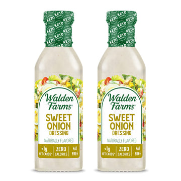 Walden Farms Sweet Onion Dressing - Calorie-Free, Gluten-Free, Low Carb, Keto-Friendly, Sugar-Free, Bold Onion Flavor, (12 oz Bo