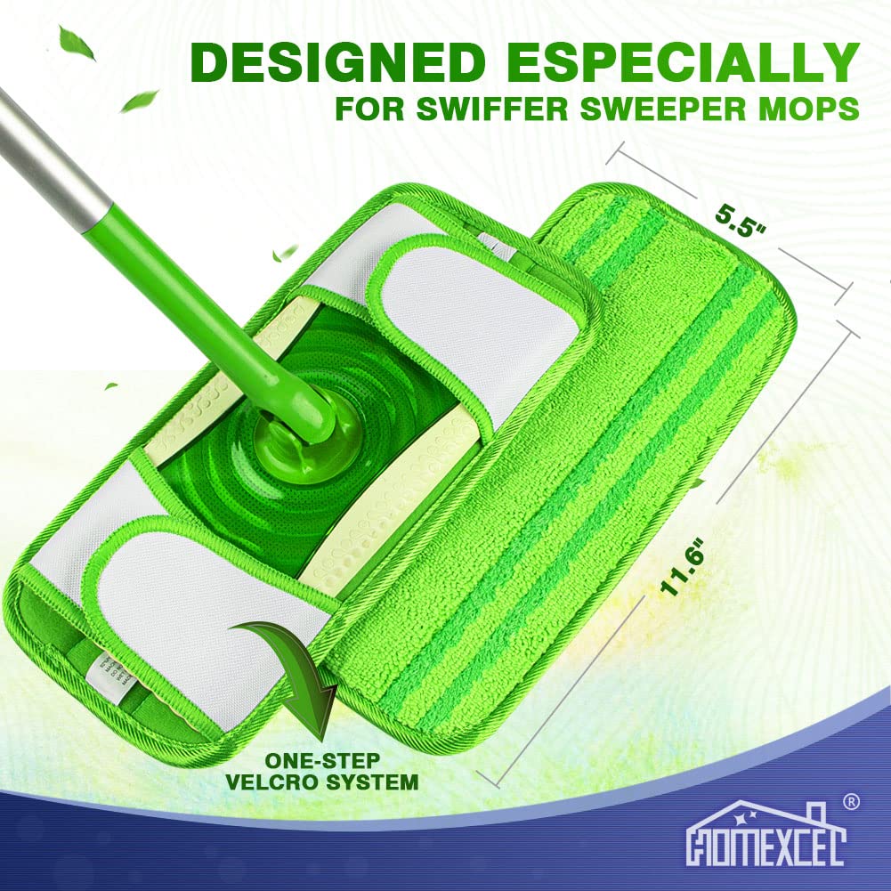 Homexcel Microfiber Mop Pads Compatible With Swiffer Sweeper Mops, Reusable And Machine Washable Floor Mop Pad Refills, Mop Head