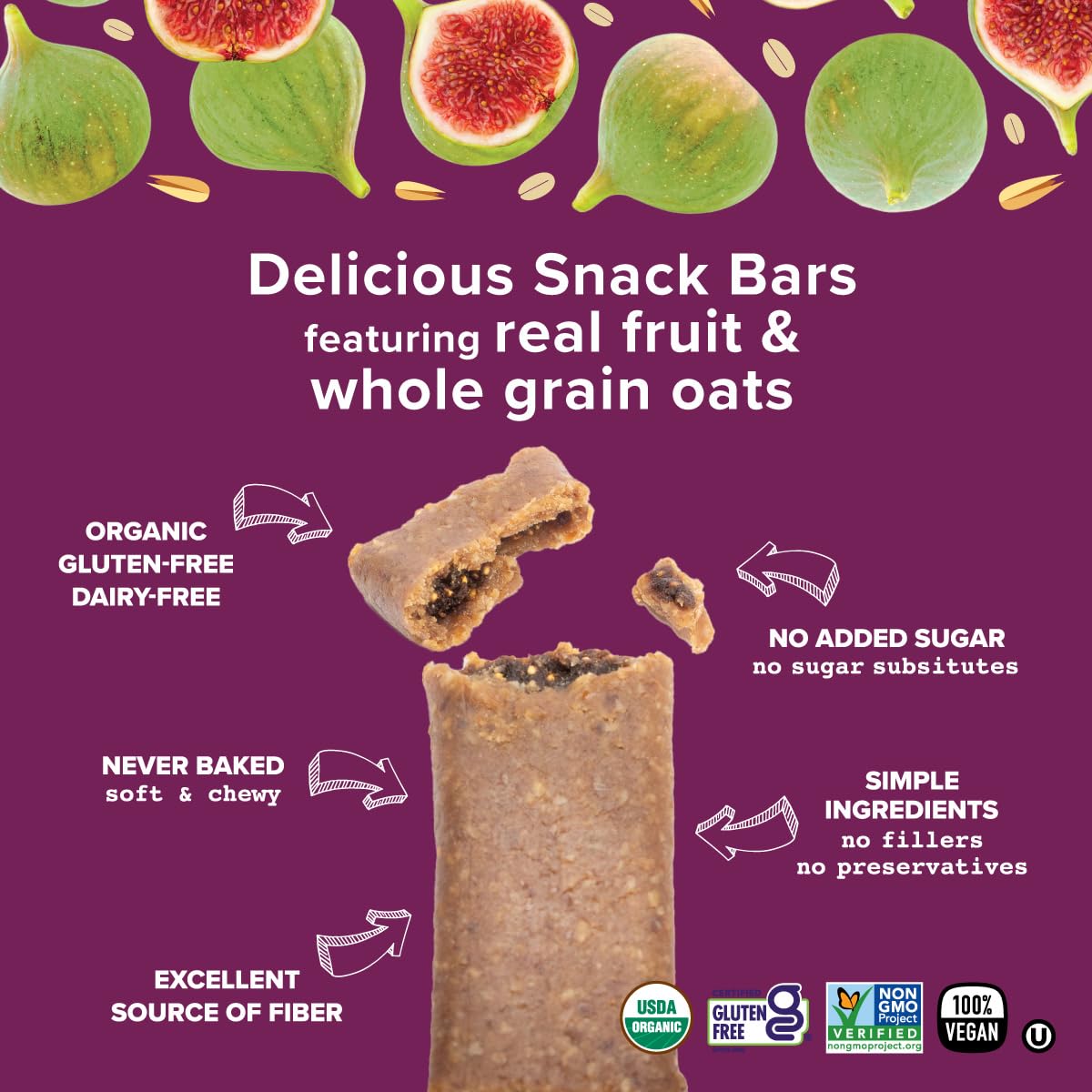 Made in Nature Organic Fig N Oat Bars, 1.4 Ounce 5 Count (3 Pack) - Original Fig, Blueberry, and Raspberry, Organic, Non-GMO, No