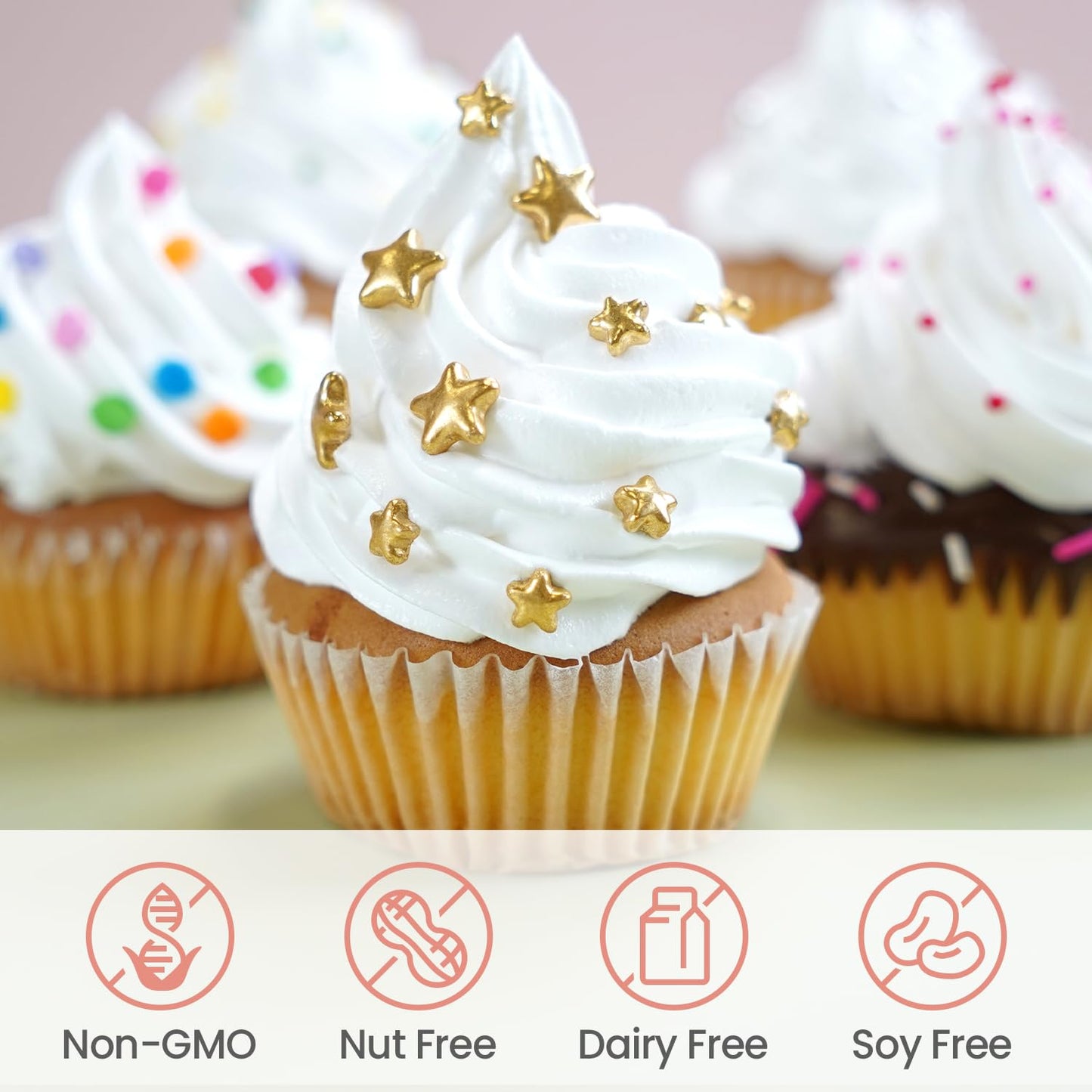 Joyvitas Christmas Gold Star Sprinkles, Edible Sugar Candy for Cake Decorating, 150g/5.29oz