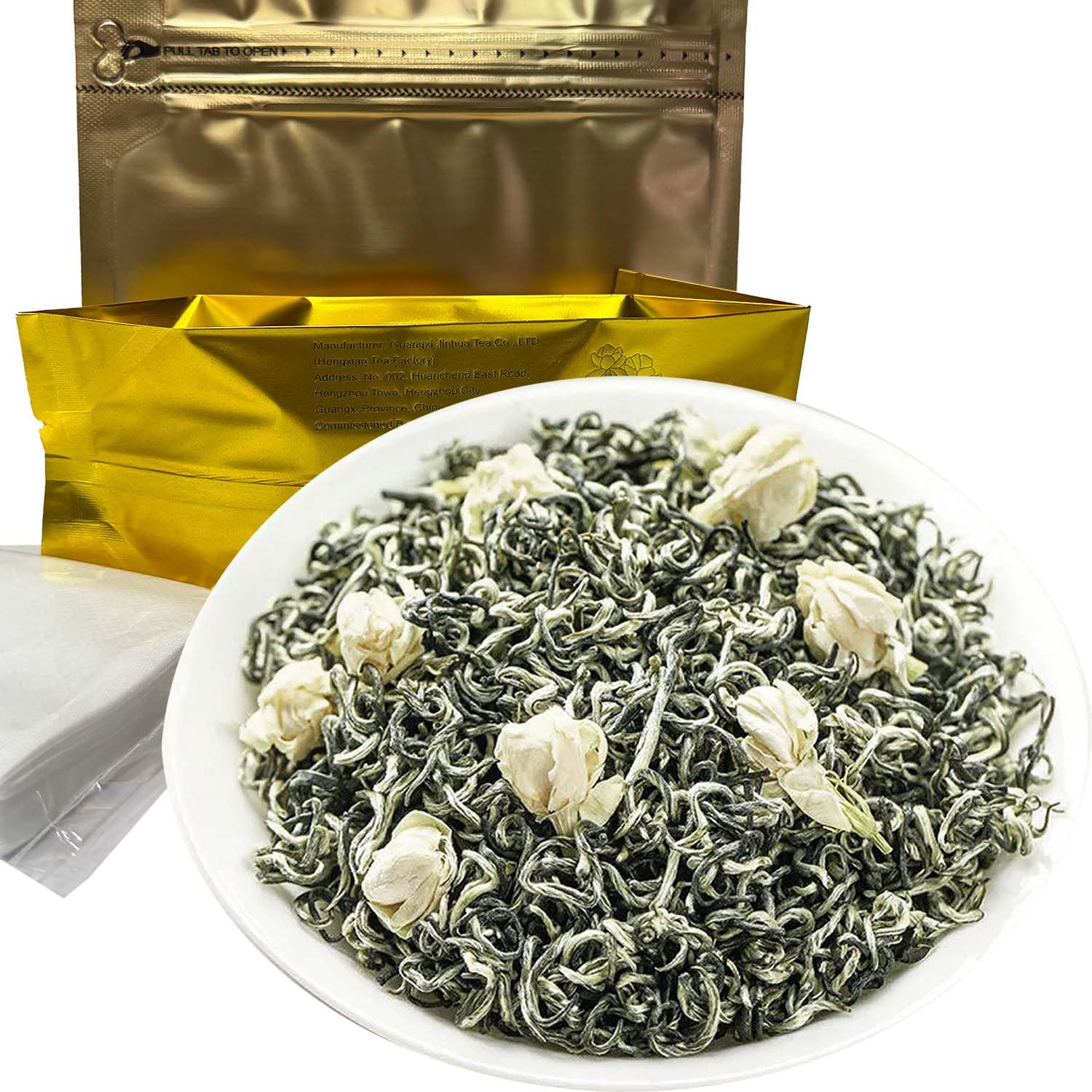 Jasmine Tea 2.1 oz, Green Tea Loose Leaf, Ultra Premium Jasmine Green Tea with Pleasant Aroma - 60 g