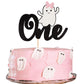 1 Pcs Halloween Ghost One Cake Topper Black And Pink Glitter Baby Ghost 1St Birthday Cake Pick The Spooky One Cake Decoration Fo