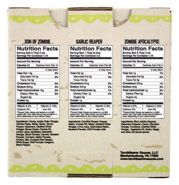 Torchbearer Sauces Best Sellers 3-Pack Mini Hot Sauce Gift Set, 1.7 Oz each - Zombie Apocalypse, Garlic Reaper, Son of Zombie