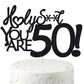 50 Birthday Cake Toppers-Black Glitter, Fifty Cake Topper, 50 Cake Topper, 50Th Birthday Decorations,50Th Birthday Cake Topper,