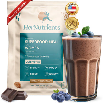 Superfood Meal Replacement For Women - All-In-One Protein Powder With Greens & Vitamins & Collagen | Chocolate Protein Shake & S