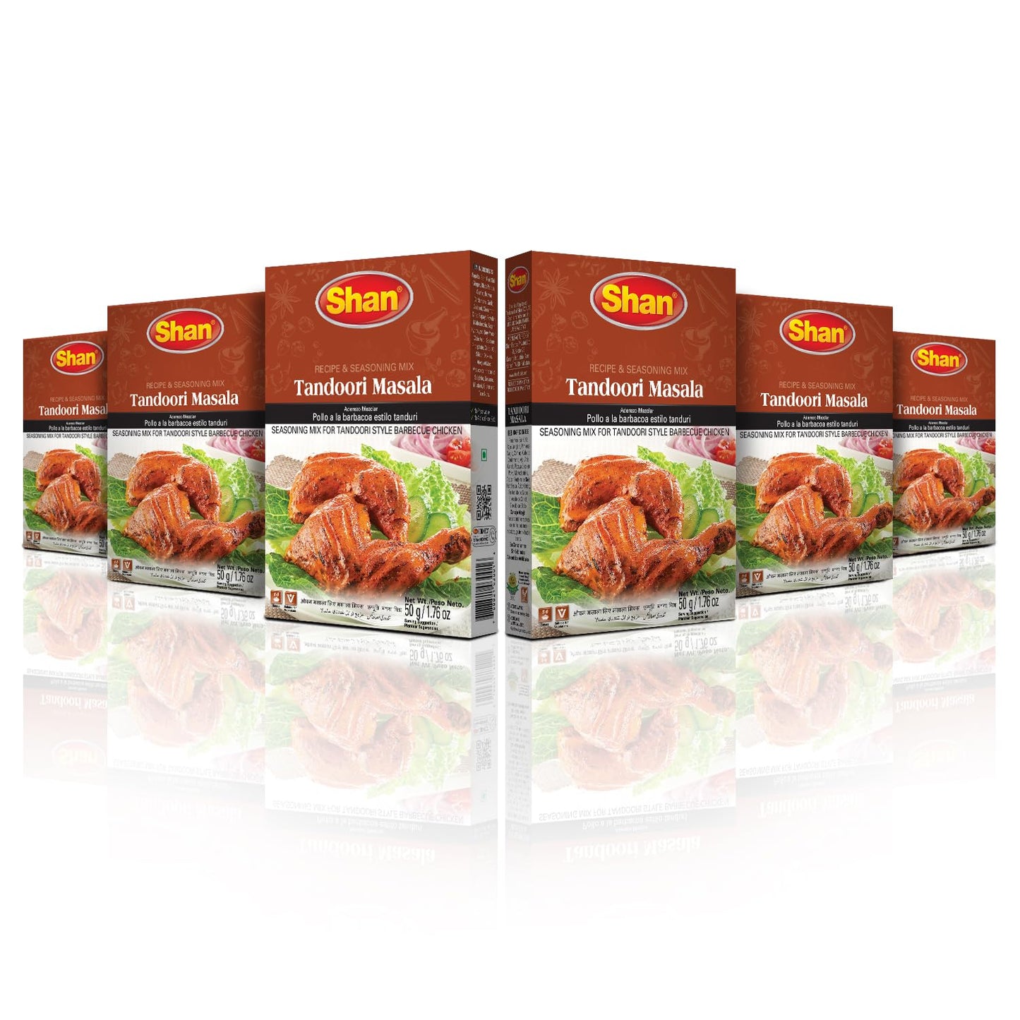 Shan - Tandoori Masala Seasoning Mix (50G) - Spice Packets For Tandoori Style Chicken (Pack Of 6)