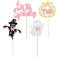 Gyufise 24Pcs Halloween Two Spooky Cupcake Toppers Pink Glitter Ghost Pumpkin Cupcake Picks Girl Spooky Halloween Cake Decoratio