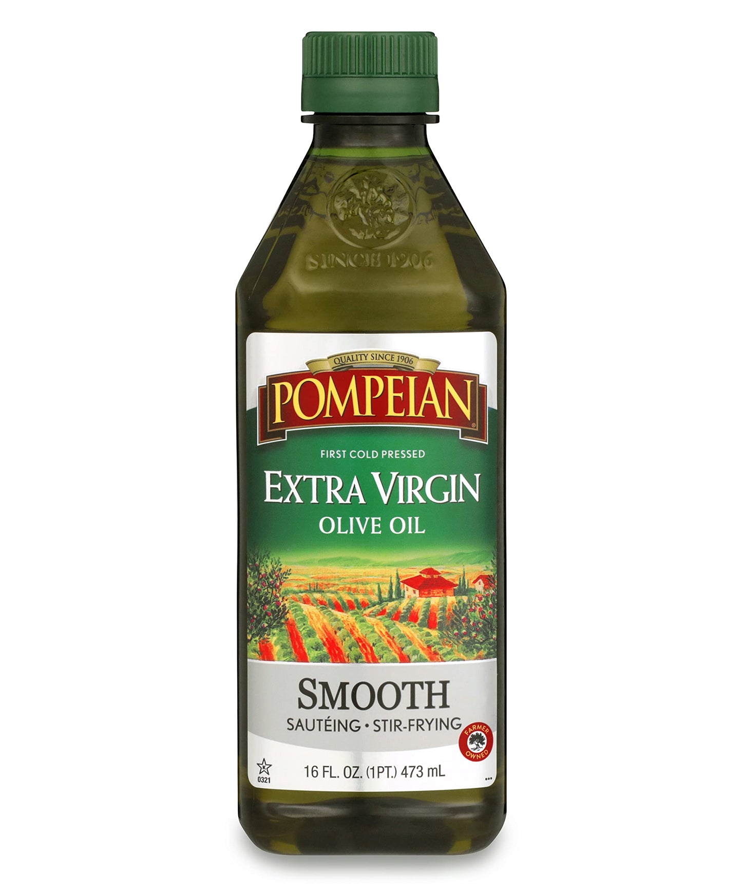 Pompeian Smooth Extra Virgin Olive Oil, First Cold Pressed, Mild and Delicate Flavor, Perfect for Sauteing and Stir-Frying, Natu