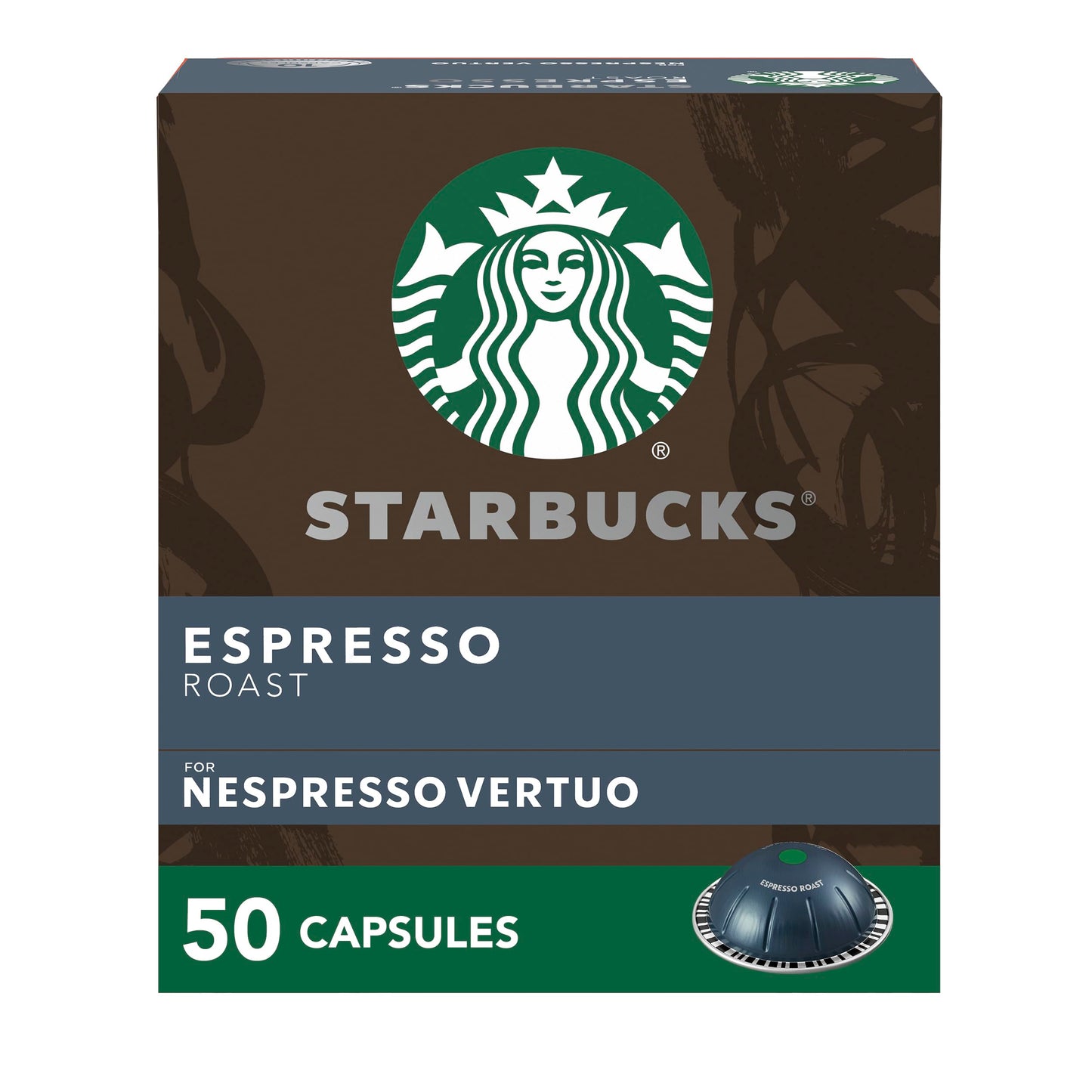 Starbucks Dark Roast Espresso Pods, 50-count, for Nespresso Vertuo, 1.35 oz per pod