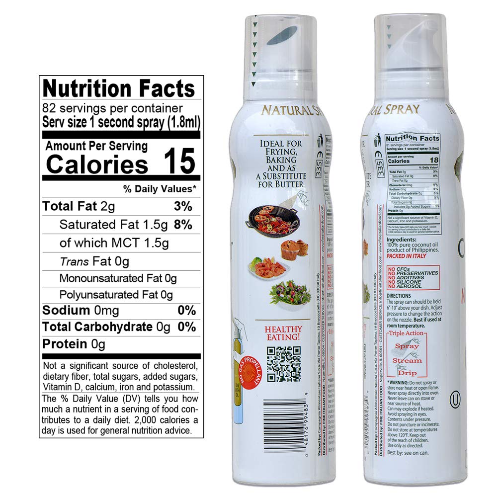 Mantova Coconut Oil, 100% Pure Cooking Oil Spray, perfect for healthy Keto snacks, baking, grilling, seasoning, or cooking, our