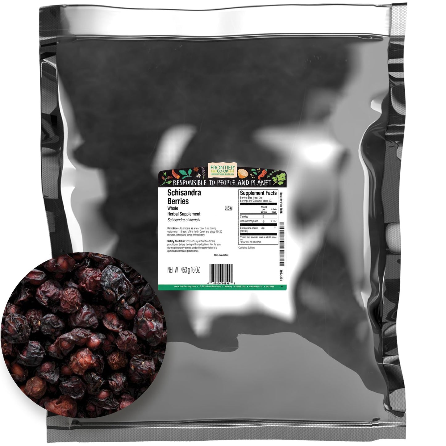 Frontier Co-op Schisandra Berries, 100% Pure Dried, 1lb Bulk Bag, Whole