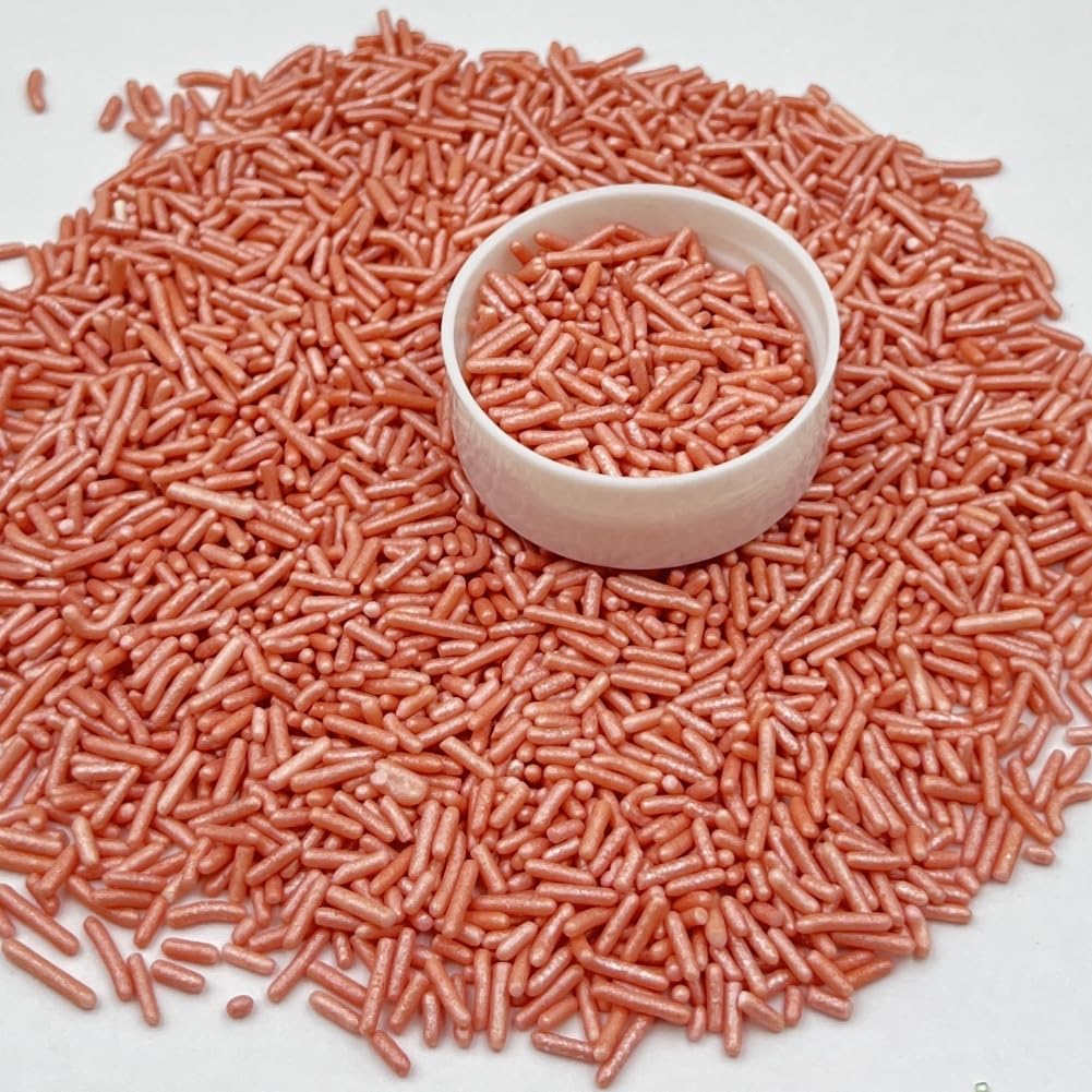 Senchanting Rose Gold Jimmies Sprinkles, Edible Sprinkle Mix, Birthday Jimmy Sprinkles Toppers For Decorating Baking Cupcakes Ca
