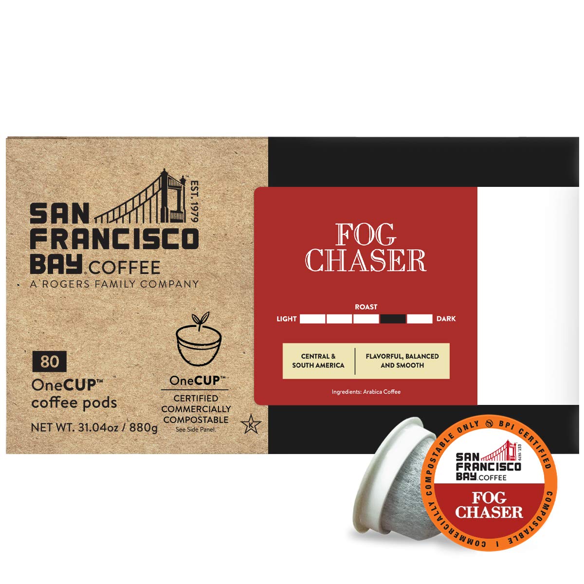 San Francisco Bay Compostable Coffee Pods - Fog Chaser (80 Ct) K Cup Compatible Including Keurig 2.0, Medium Dark Roast