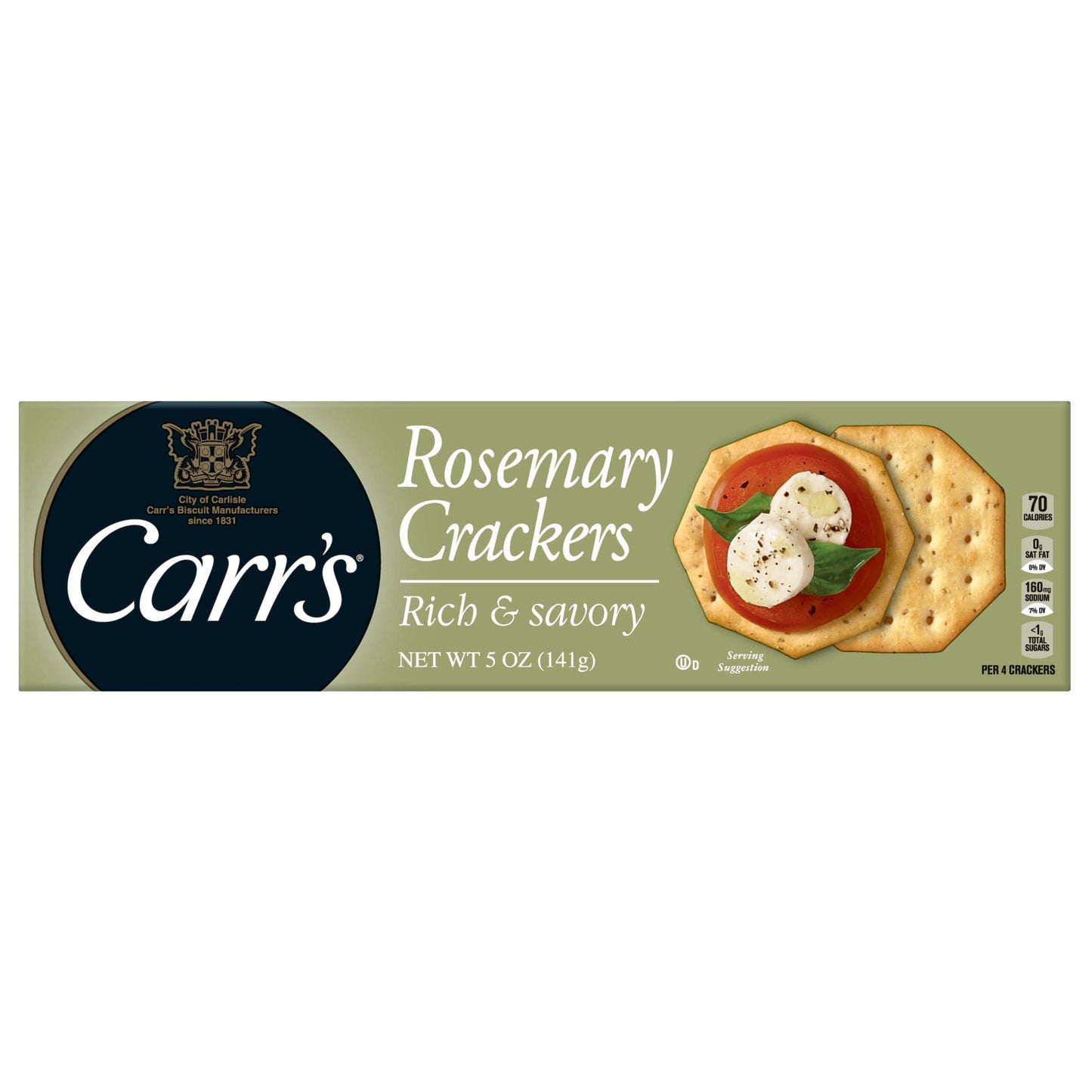 Carrs Crackers, Baked Snack Crackers, Party Snacks, Rosemary, 5oz Box (1 Box)
