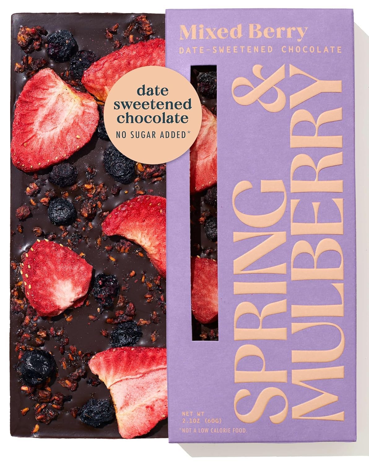Spring & Mulberry Dark Chocolate Bars - Healthy Dark Chocolate, Date-Sweetened - Mixed Berry 3 Pack