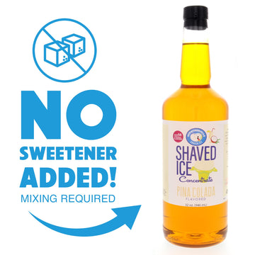 Hypothermias Shaved Ice Syrup Concentrate, Piña Colada Flavor, 32 Fl Oz, Makes 8 Gallons, Unsweetened, Add Sweetener and Water