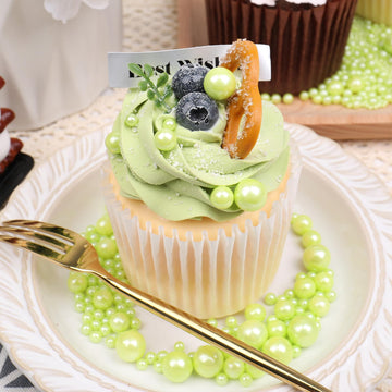 Green Sprinkles For Cake Decorating, 120G/4.23Oz Edible Light Green Pearl Sprinkles Mix, Sugar Candy Pearls For Baking, Cookie D