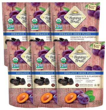 SUNNY FRUIT Organic Prunes - Dried Plums - No Added Sugars, Sulfurs or Preservatives - 30 Packs of 1.06oz Each
