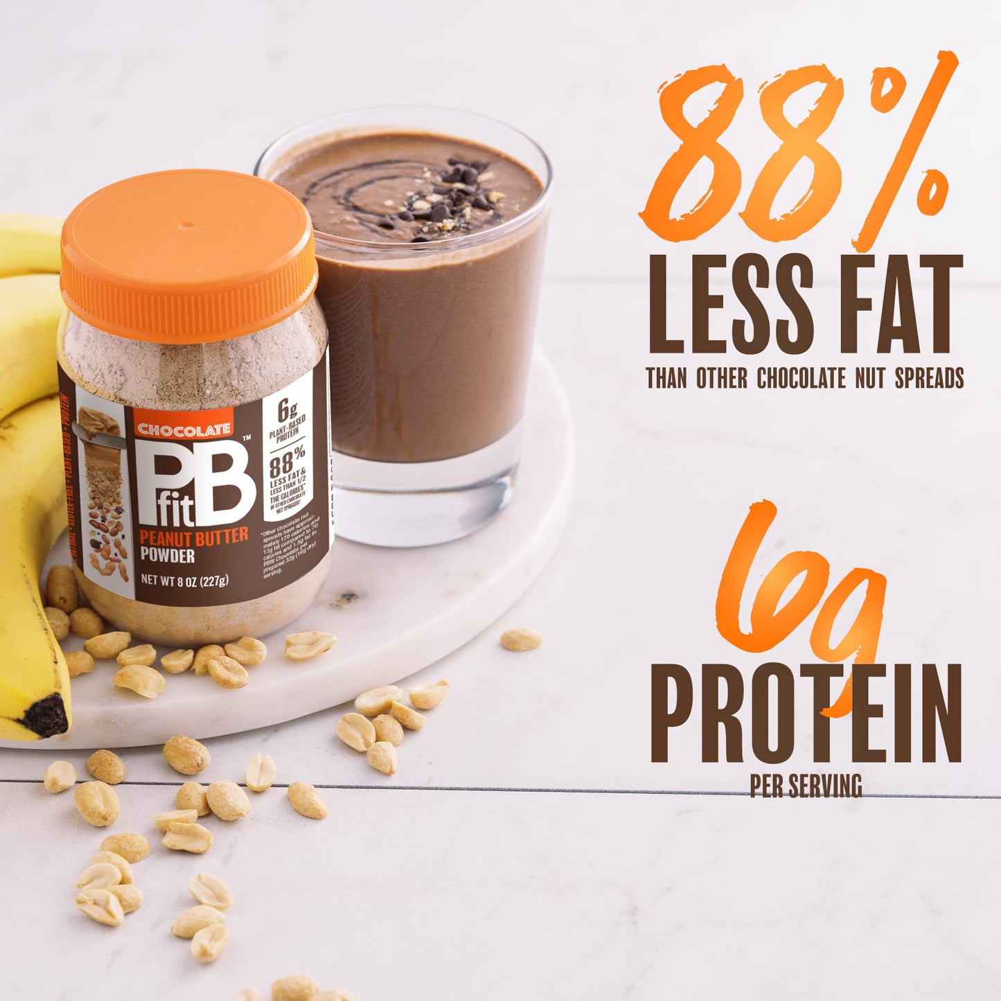 Pbfit 8 Ounce Peanut Butter Powder Chocolate Flavor, Cocoa Powdered Peanut Butter Spread From Real Roasted Peanuts And Cocoa, 6G Of Protein 7% Dv, Gluten-Free, 70 Calories, 88% Less Fat (Pack Of 1)