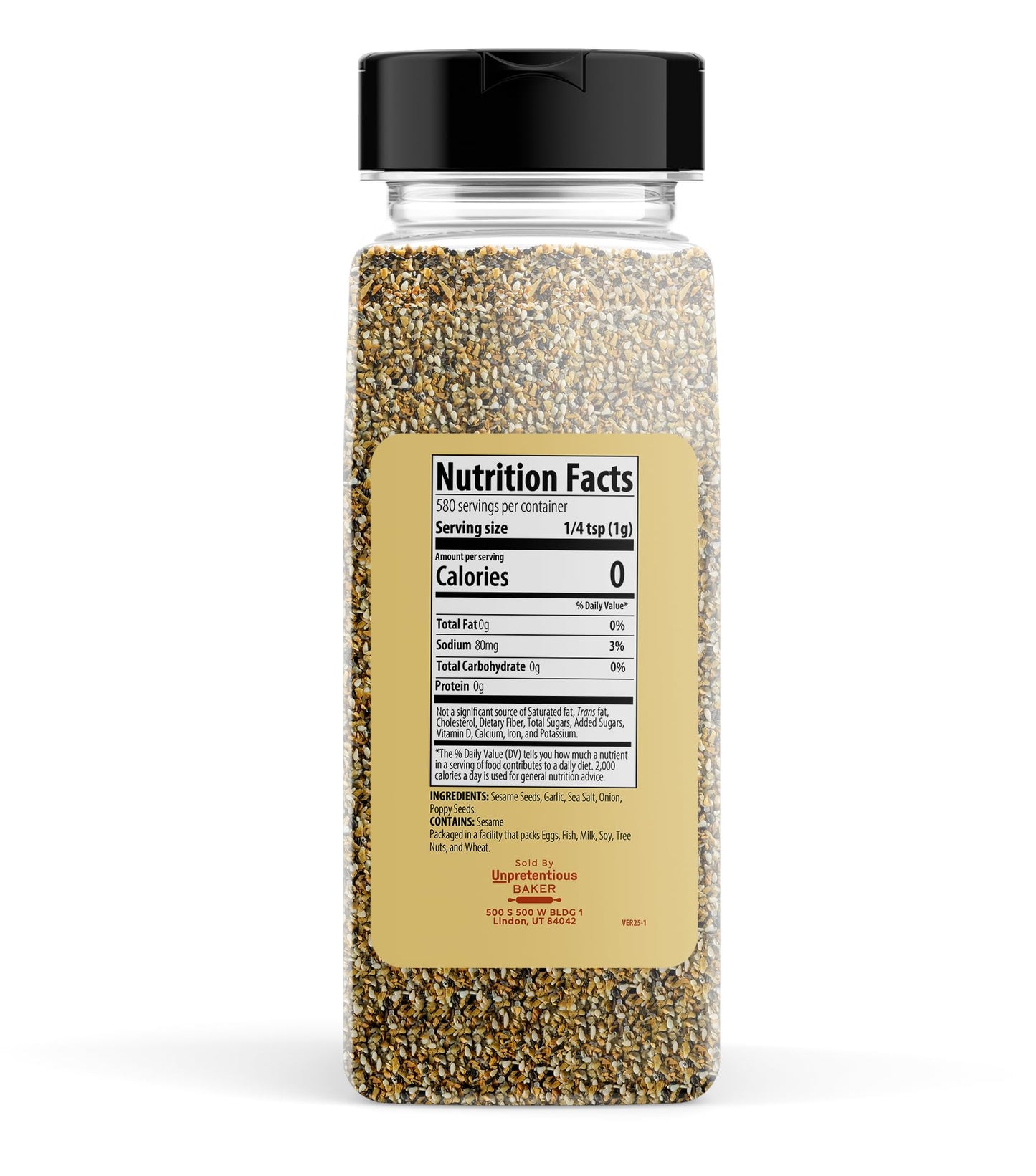 Everything Bagel Seasoning Add Texture & Flavor To Any Recipe, Mix Of Sesame Seeds, Garlic, Onion & Salt, Convenient Shaker Bottle (20 Ounce)