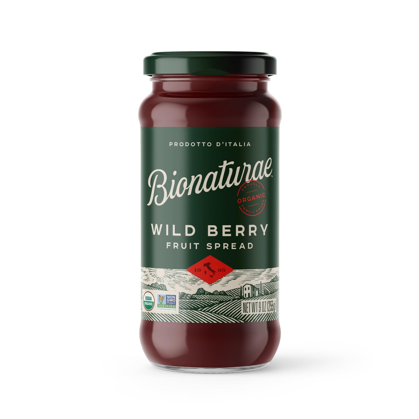Bionaturae Organic Wild Berry Fruit Spread - Jelly Organic, Non-GMO, USDA Certified, No Sugar Added, No Preservatives, Organic F