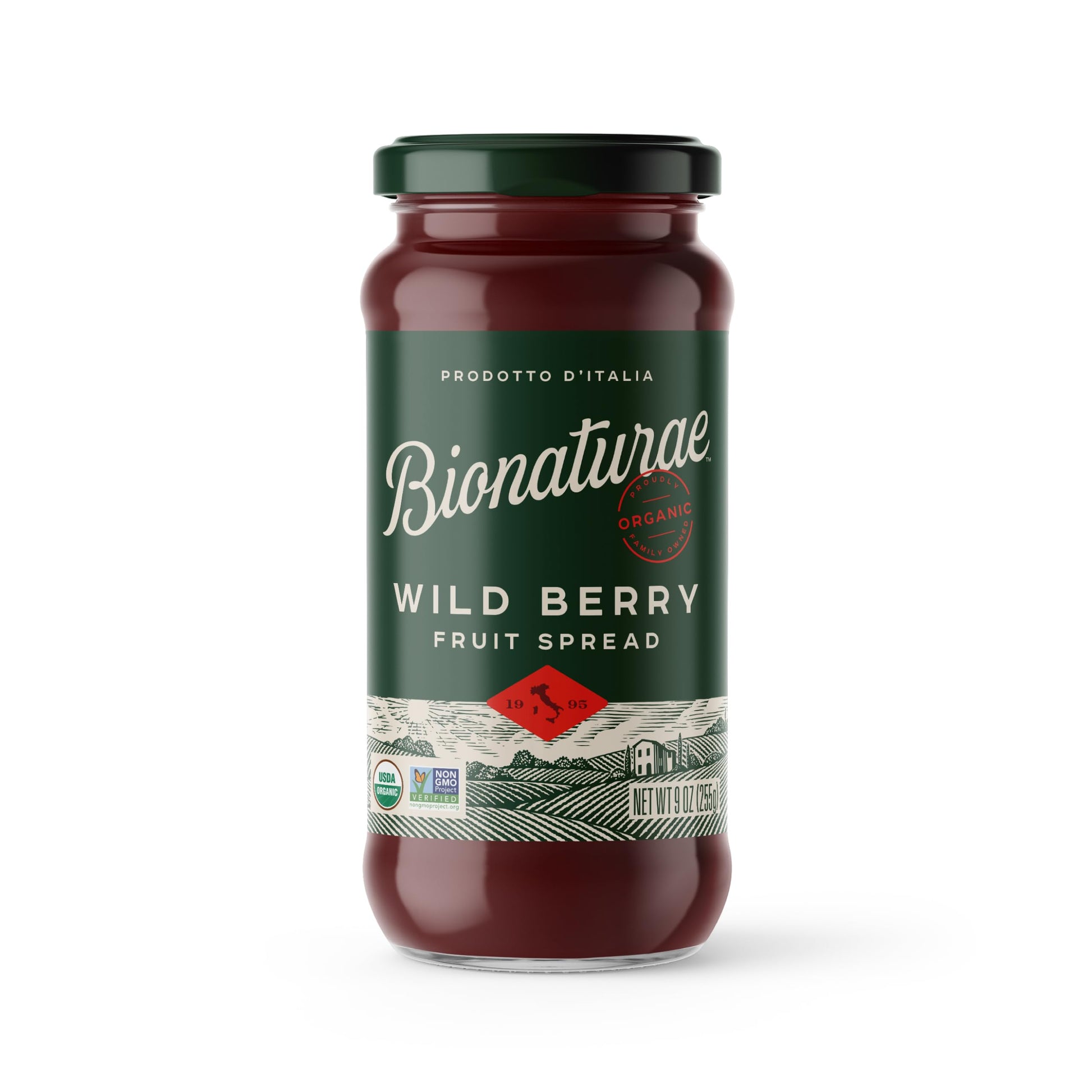 Bionaturae Organic Wild Berry Fruit Spread - Jelly Organic, Non-GMO, USDA Certified, No Sugar Added, No Preservatives, Organic F