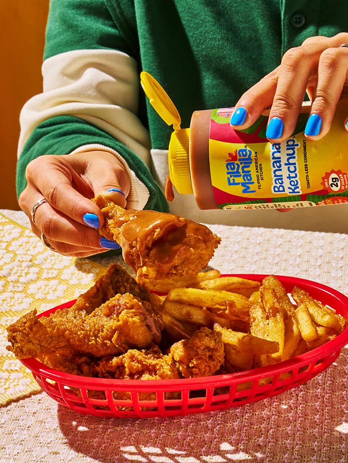 Fila Manila Banana Ketchup - Filipino Sauce & Condiment - 12 Oz Jar, Mild, Vegan, No Msg, No Sugar Added, Gluten Free, Dairy Fre