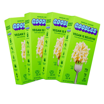 Goodles Vegan Is Believin Mac & Cheese 4-Pack, 5.25Oz - 12G Protein, 7G Fiber With Prebiotics, 21 Nutrients - Kosher Certified |
