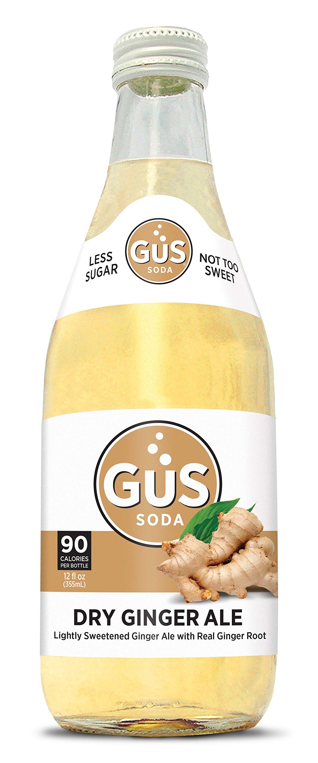 GuS Soda Extra Dry Ginger Ale, 12 oz, 24 Glass Bottles