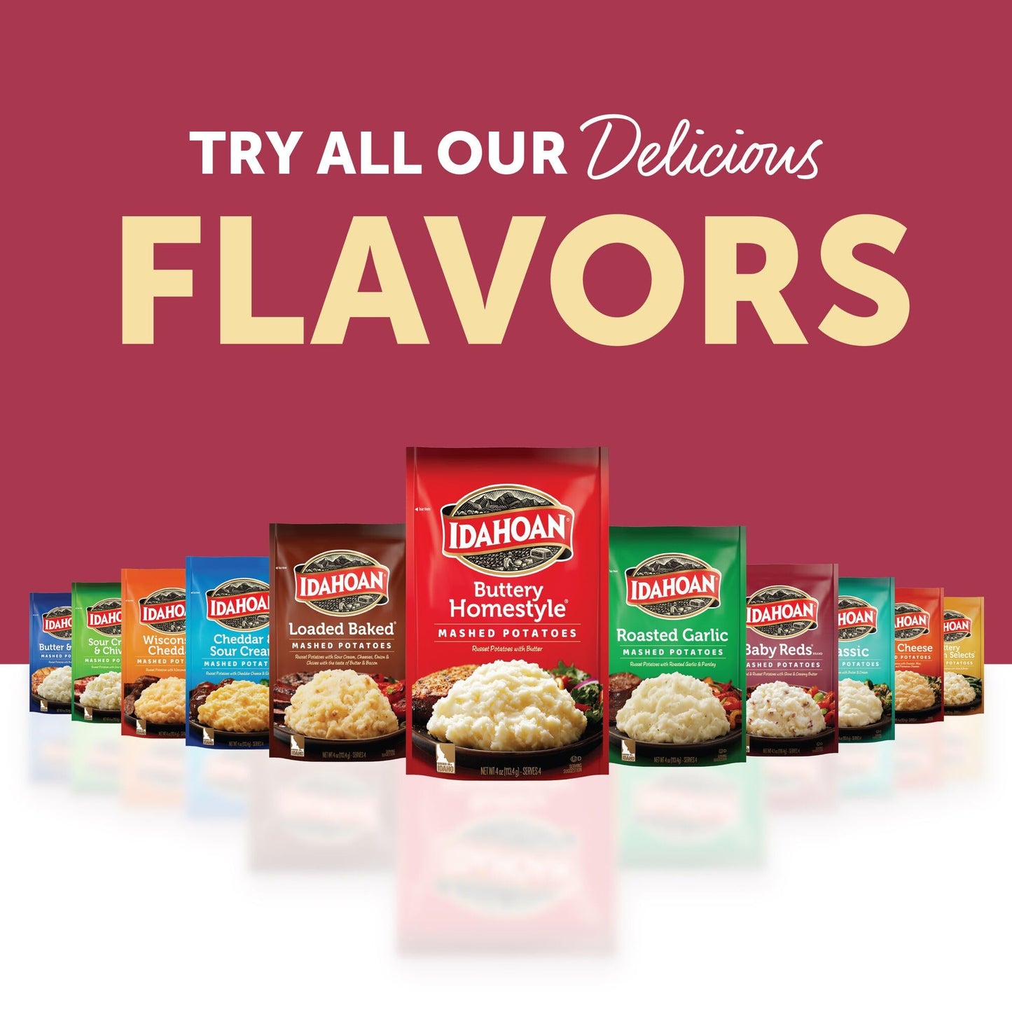 Idahoan Baby Reds with Roasted Garlic and Parmesan Mashed Potatoes, Naturally Gluten-Free, 100% Real Idaho Potatoes, 4 servings