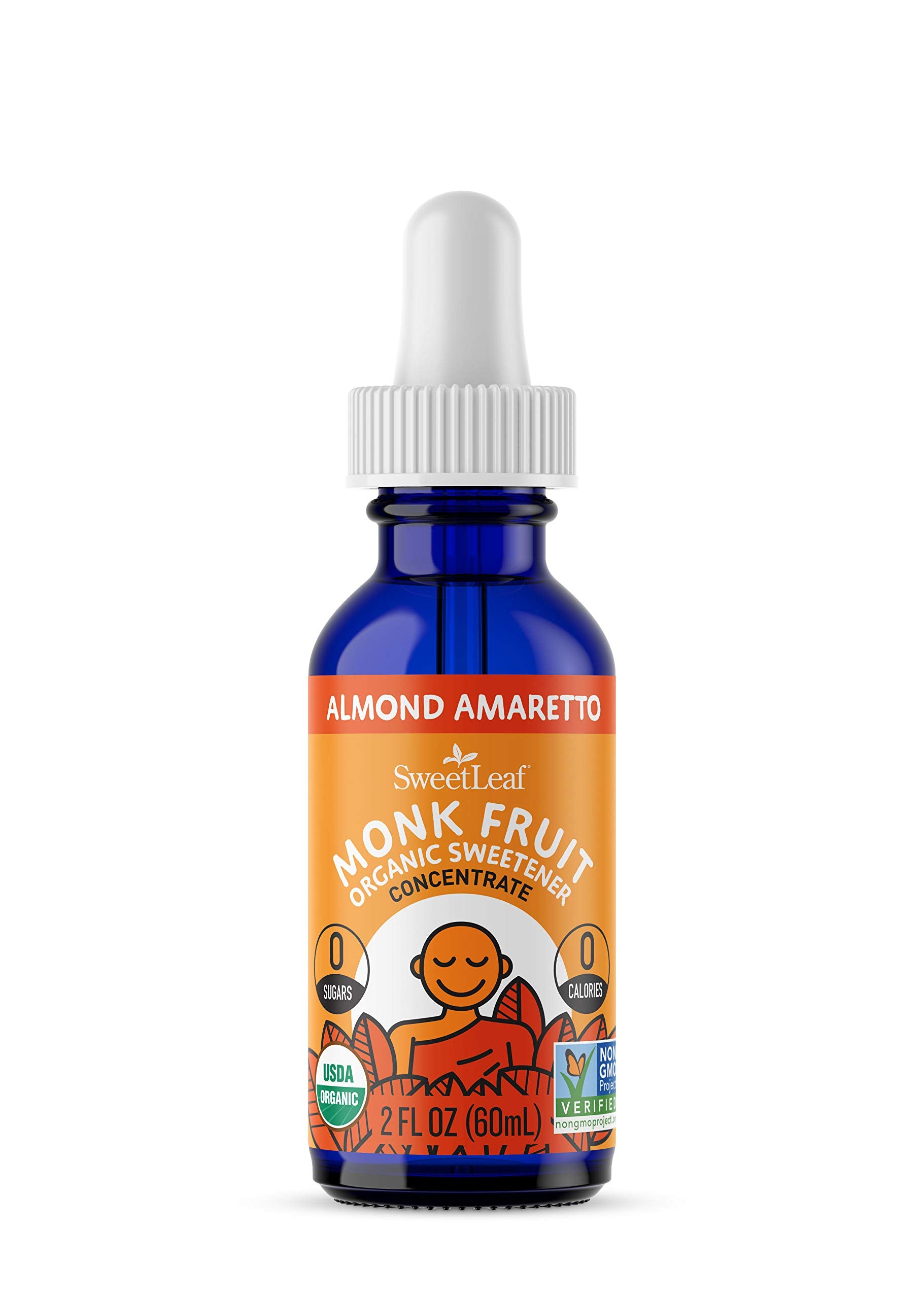 Sweetleaf Organic Monk Fruit Liquid Almond Amaretto Flavored Sweetener, 2 Oz
