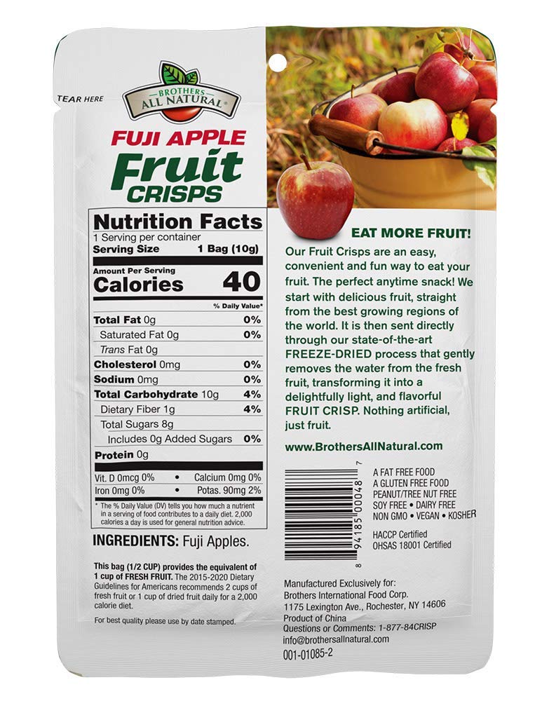 Brothers All Natural Freeze Dried Fruit Crisps, Variety Pack, 24 Single Serve Bags, Fuji Apple, Asian Pear, Banana Strawberry, M