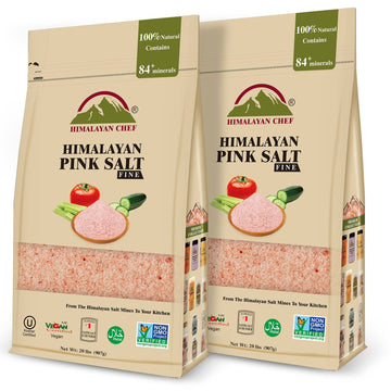 Himalayan Chef Himalayan Pink Salt, Fine Grain - 40 lbs Bulk Size, 100% Natural & Organic, Vegan & Kosher Certified Pink Salt 20