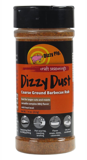 Dizzy Pig Coarse Grind Dizzy Dust All-Purpose Barbecue Seasoning Rub (8Oz. Shaker) - Seasons 30+Lbs Of Food - Hand Made In The U