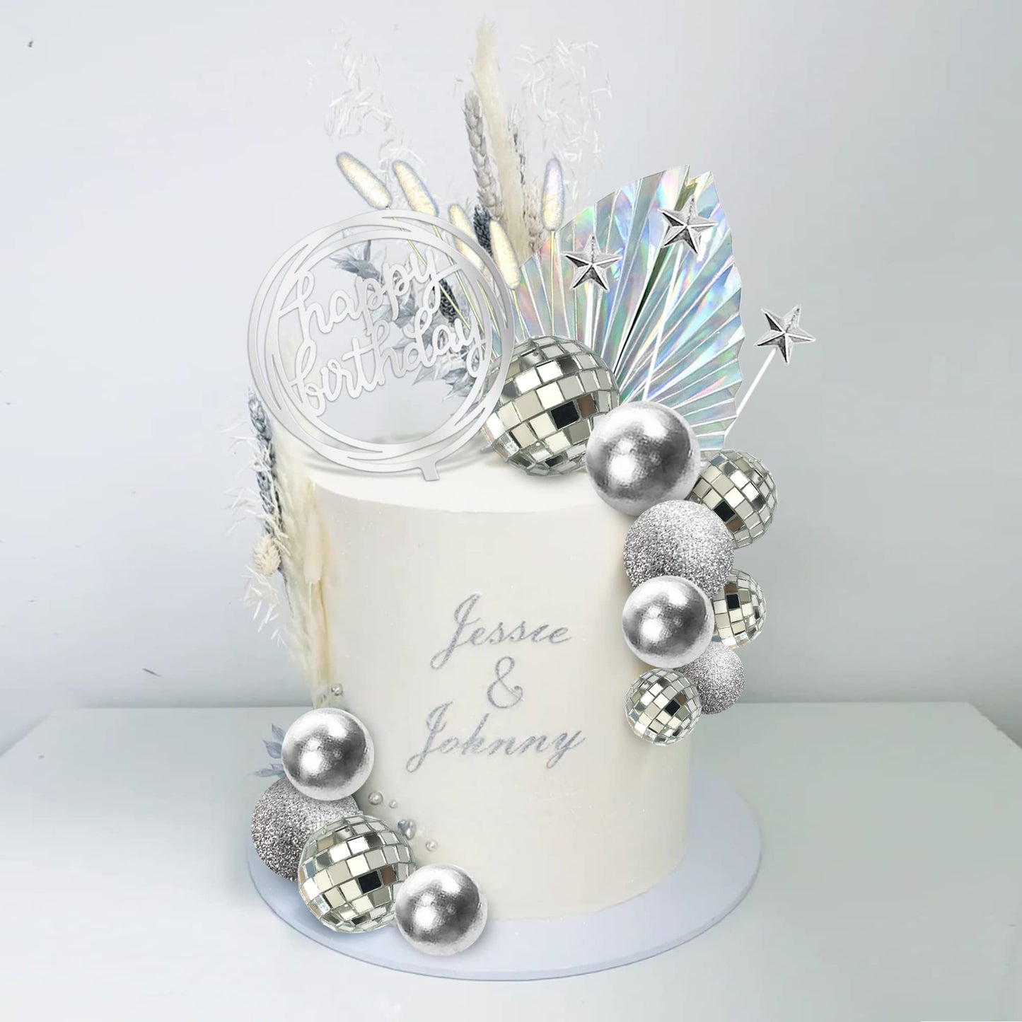 Disco Balls Cake Toppers Mirror Balls With Boho Stars Cake Decorations For 70S 80S Disco Dance Party Saturday Night Fever Suppli
