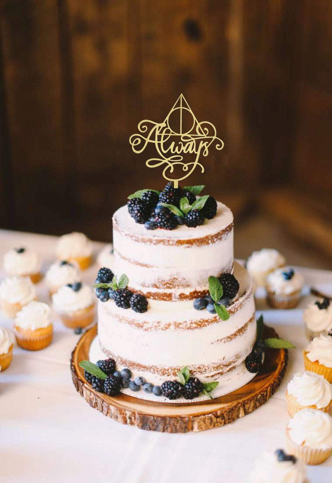 Always Cake Topper Wood, Cake Topper For A Wedding/Engagement/Anniversary/Bridal Shower Party Decorations, Harry Potter Theme Pa