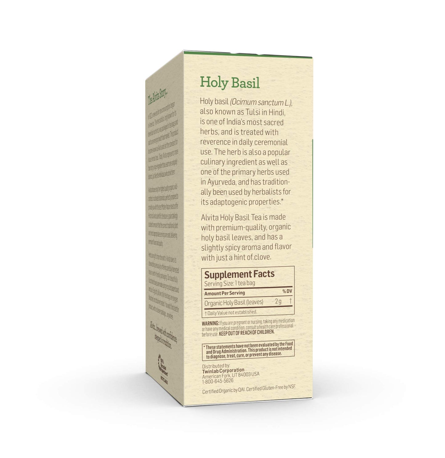Alvita Organic Holy Basil Herbal Tea - Made With Premium Quality Organic Holy Basil Seeds, And Pleasant Delicate Flavor, 24 Tea