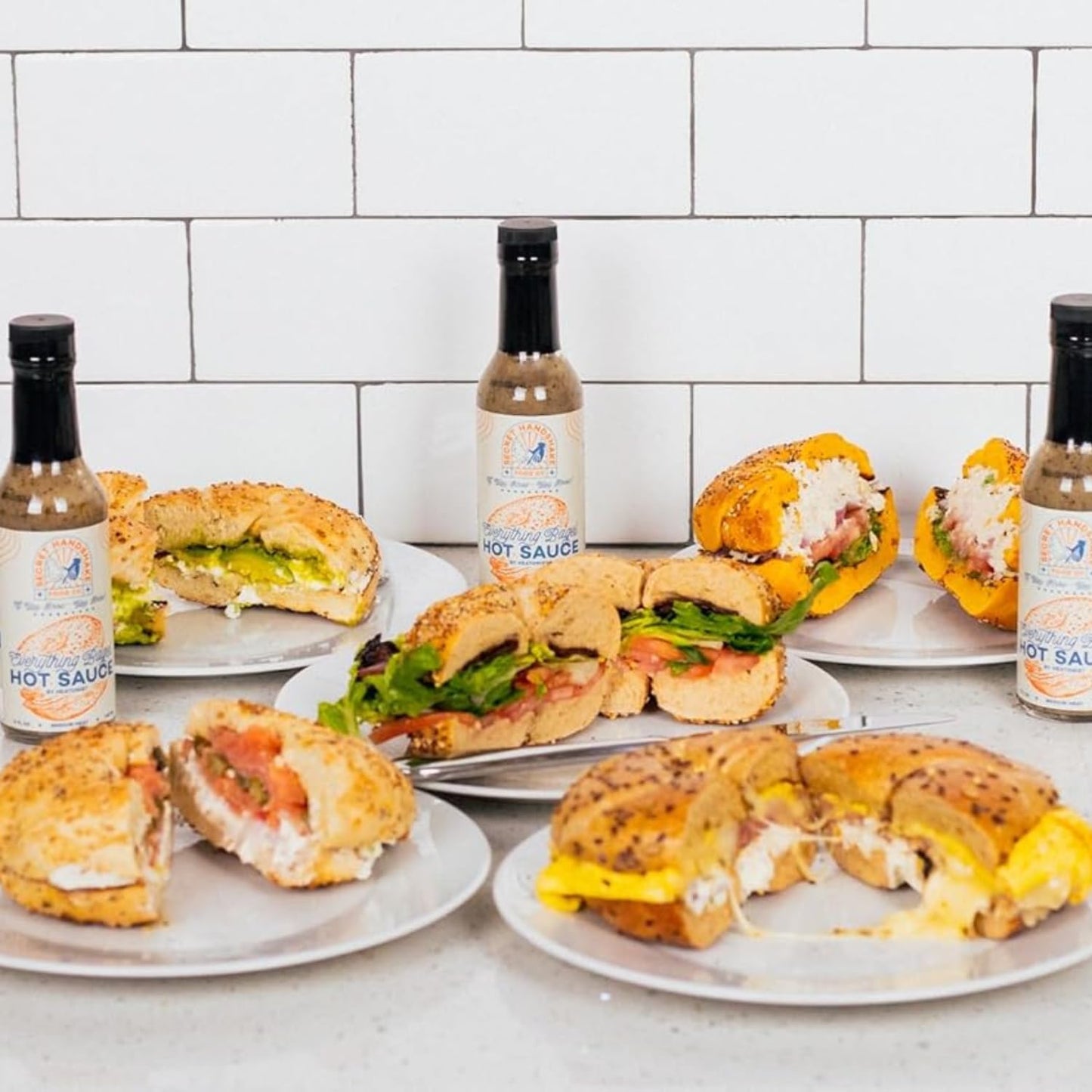 Everything Bagel Sauce by Secret Handshake Food Co., Mild Heat Hot Sauce With Flavors of Scorpion Pepper Powder, Sesame Seeds &