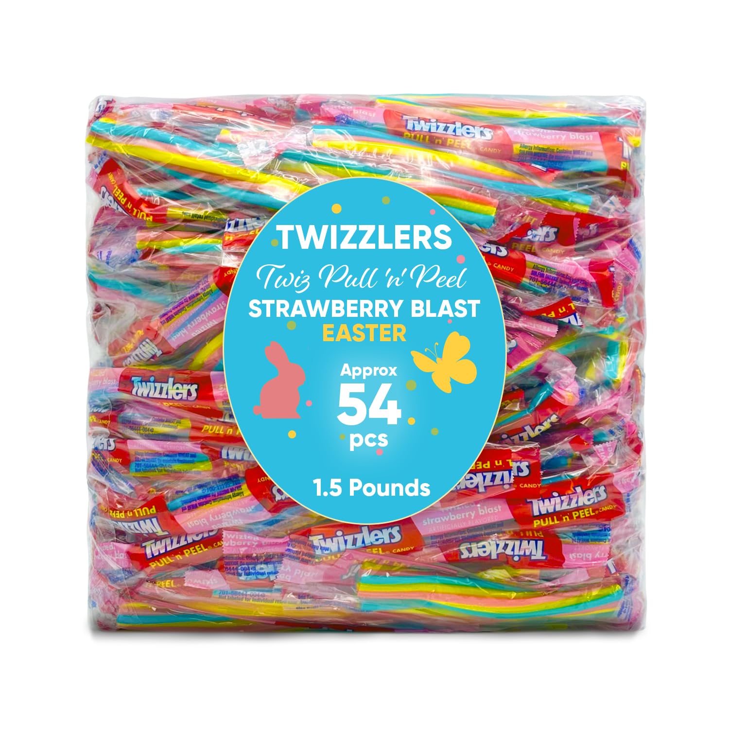 Pull & Peel Strawberry Licorice - Soft & Chewy Candy, Individually Wrapped Strands - 1.5 lb Bulk Pack (Approx. 54 Pieces)