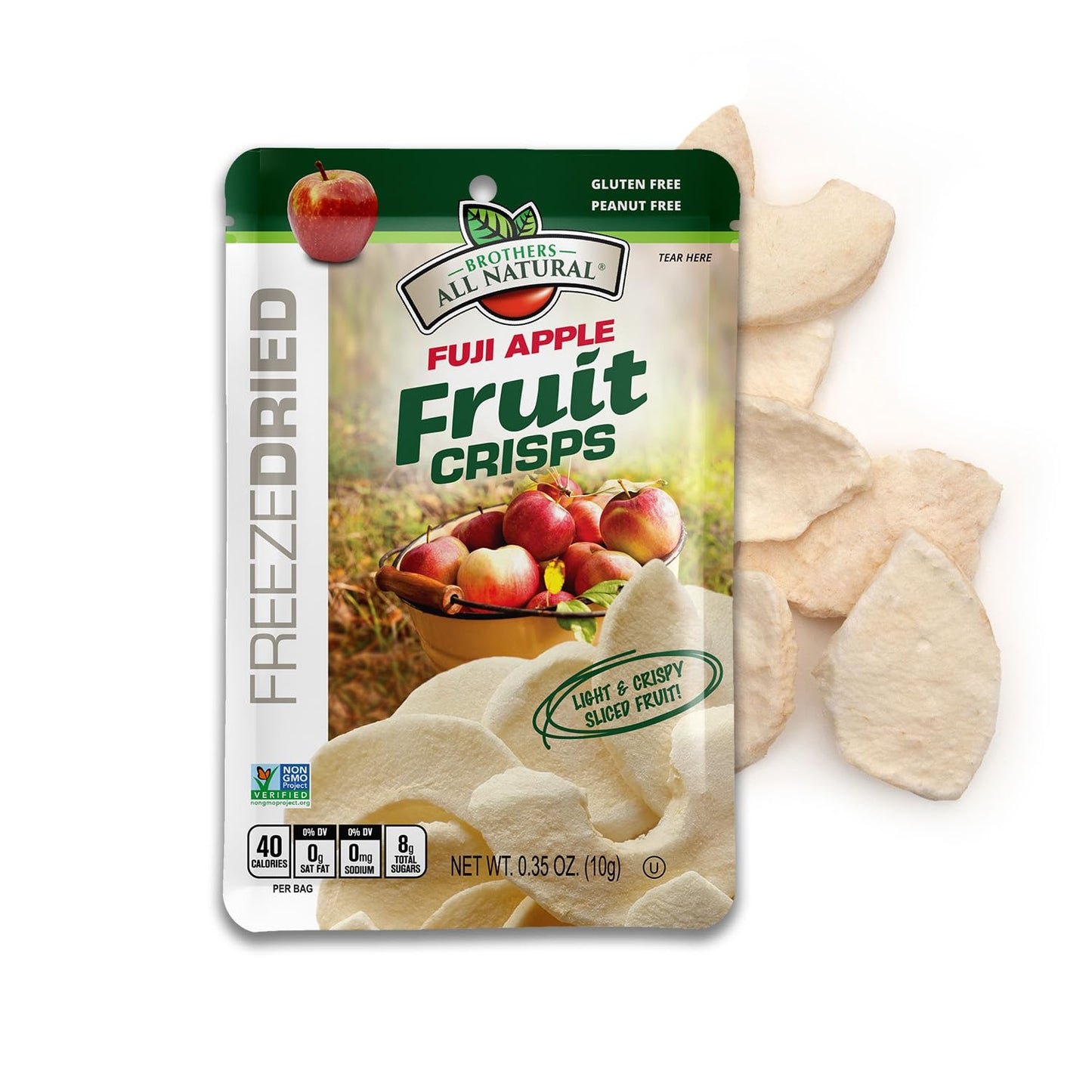 Brothers All Natural Freeze Dried Fruit Crisps, Fuji Apple, 12 Pack, Gluten Free, Vegan, Healthy Snack