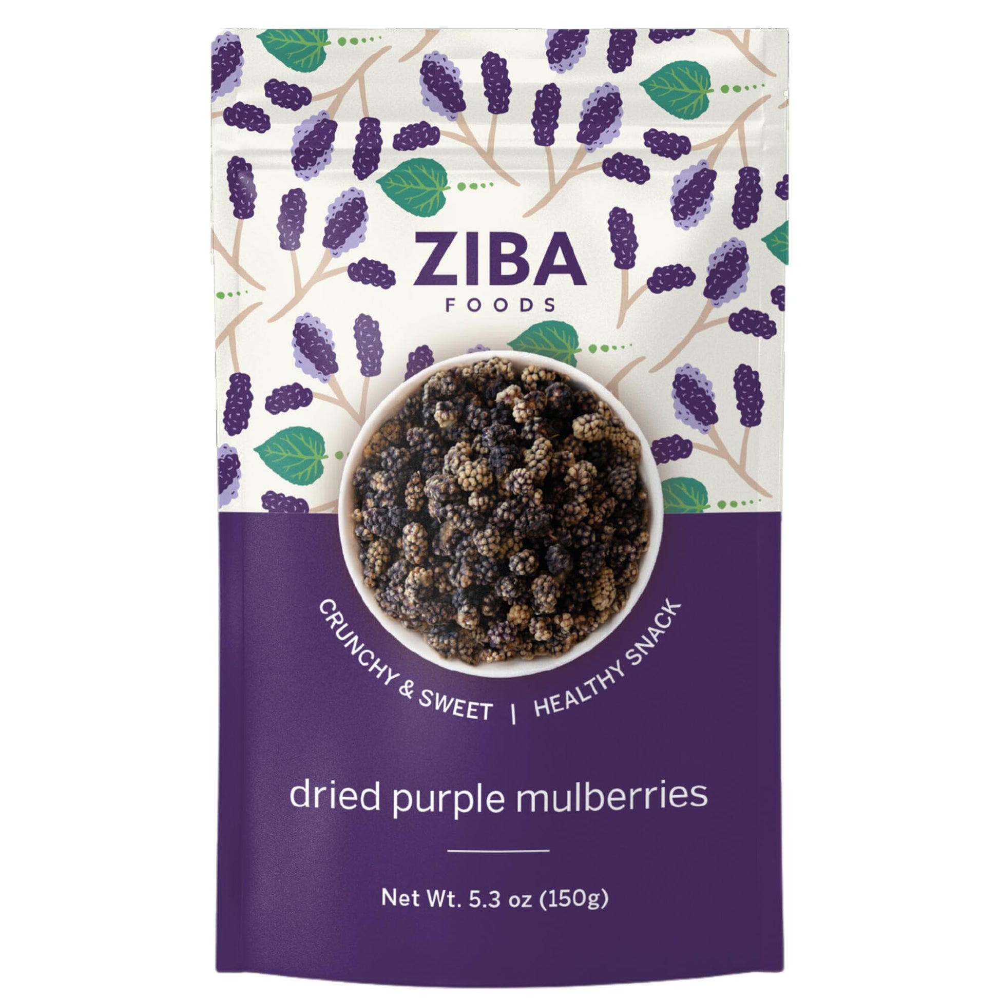 Ziba Foods Dried Purple Mulberries, Non-GMO, Vegan, 5.3 oz Pack