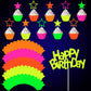 41 Pieces Glow Neon Birthday Party Decorations, Includes Yellow Happy Birthday Cake Topper Neon Cupcake Wrappers And Hollowed Ou