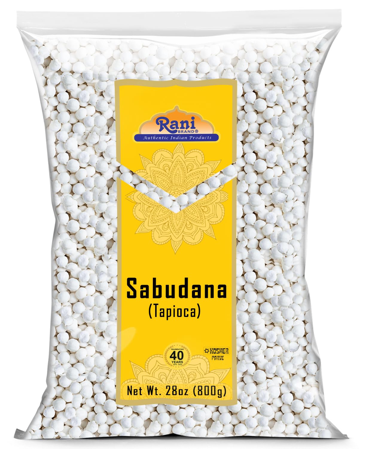 Rani Sabudana (Tapioca/Sago) Pearls, All Natural, Vegan, 28oz (800g) - Non-GMO, Indian Origin