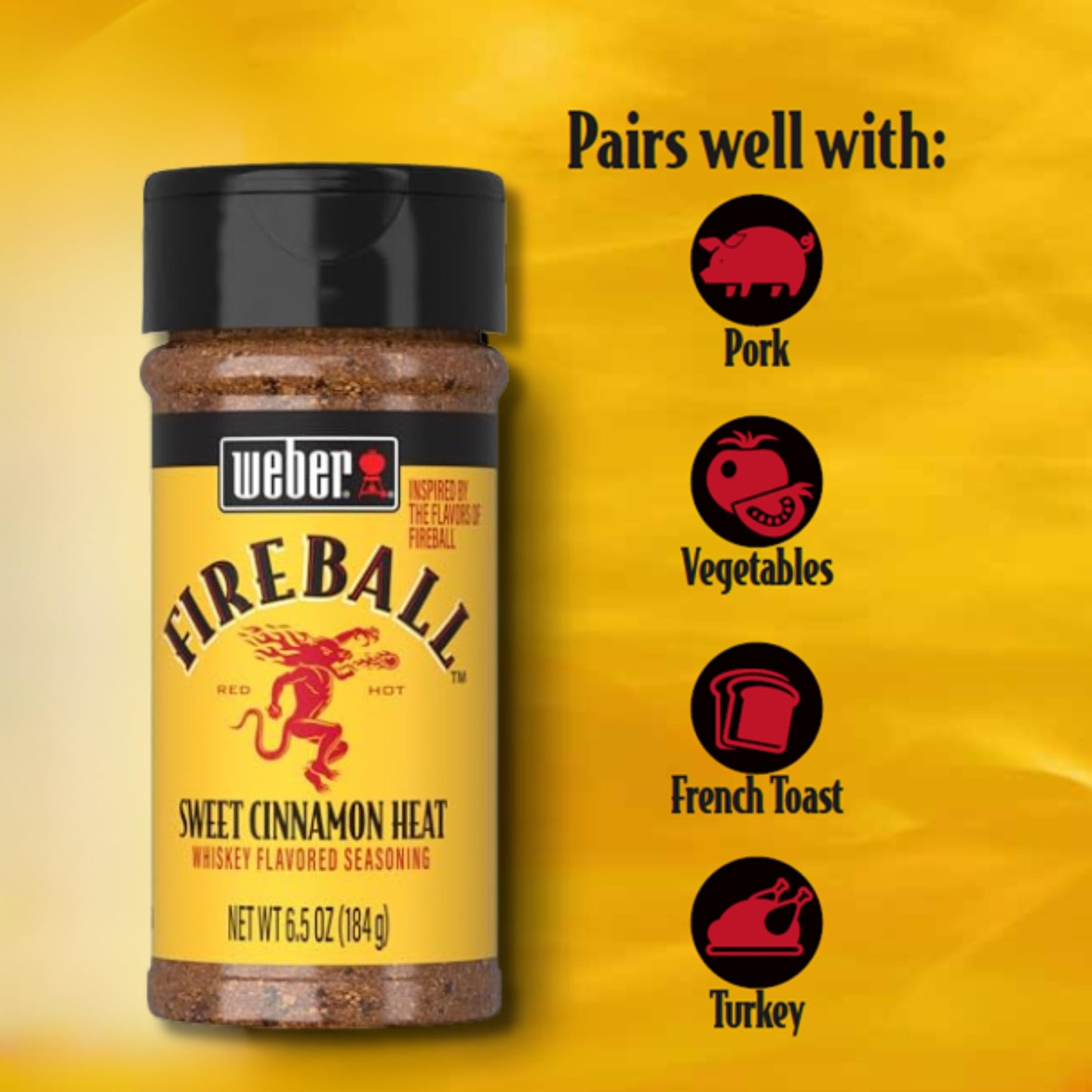 Weber Fireball spirit-inspired flavor Flavored BBQ Seasoning, 6.5 Ounce, Model 1165030