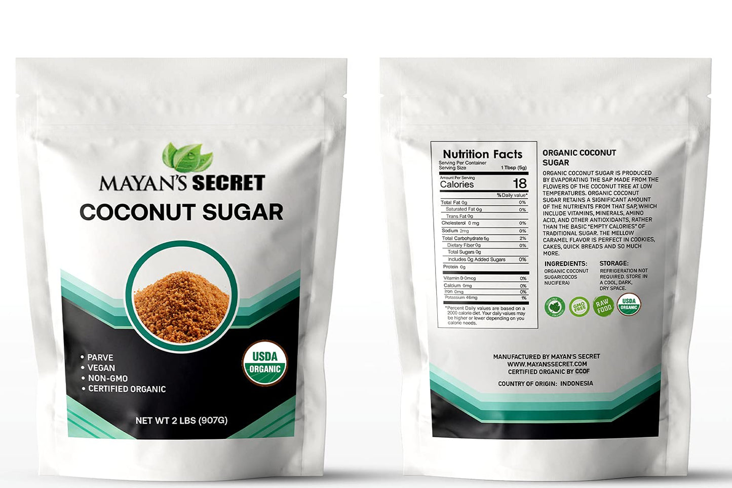 Mayans Secret Brown Coconut Sugar, Organic, 32 Ounce, Low Glycemic, Unrefined, USDA Certified