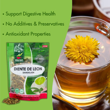 Hanan Dandelion Loose Herb Tea 3.2Oz (90G Diente De Leon) - Pack Of 3 Pouches With 30 Grams Each Of All-Natural Dandelion Root F