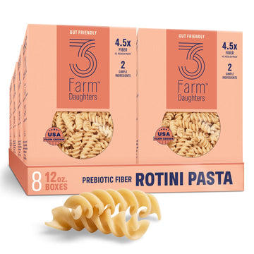Three Farm Daughters High Fiber Rotini Pasta, Low GI, Non-GMO, 12 oz (8 Pack)